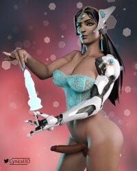 1futa 3d balls blizzard_entertainment cynicxl3d dark-skinned_futanari dark_skin erection futanari overwatch penis solo symmetra