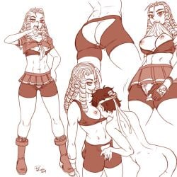 2024 2d 2girls female karin_kanzuki line_art sakura_kasugano spidu street_fighter tagme