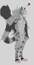 american_opossum anthro digitigrade duke_(mightypoohead) felid femboy flaccid foreskin fur genitals grey_body grey_fur grey_hair hair hi_res humanoid_genitalia humanoid_penis hybrid itemfunk long_hair long_tail male mammal marsupial nude pantherine penis realistic_penis_size snow_leopard solo spots tail whiskers