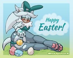 anus ass cuntboy cuntboy_only easter easter_egg fake_rabbit_ears intersex leotard leotard_aside meowwabae pantyhose pussy sega silver_the_hedgehog sonic_(series) spread_pussy torn_clothes