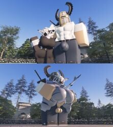 3d big_dom_small_sub furry larger_male male/female nekomaniaa nude_female_clothed_male outdoor_sex park roblox roblox_avatar robloxian self_upload smaller_female tiger_shark