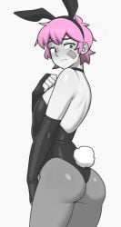 1boy 2d ass blush bunny_ears bunny_tail bunnysuit choker dross edit embarrassed fake_animal_ears fake_rabbit_ears femboy femboy_only fingerless_elbow_gloves fully_clothed image leotard looking_back male male_only male_playboy_bunny original original_character pantyhose pink_hair playboy_bunny rear_view skater_boi_(dross) solo strapless_leotard taylor_(dross)