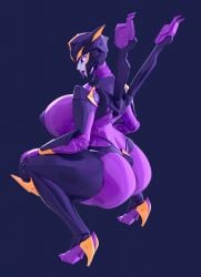 3d airachnid artist_upload blender cybertronian female female_only huge_ass huge_breasts looking_at_viewer presenting presenting_hindquarters purple_eyes purple_lipstick purple_skin robot robot_girl squatting transformers trawert