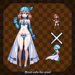bandana brown_hair cameltoe fusion gardevoir hourglass_figure lingerie may_(pokemon) panties pixel_art pokemon thick_thighs