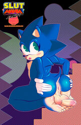 anus balls blue_fur crossdressing femboy furry girly hedgehog mammal nude penis regalia_(artist) sega sonic_(series) sonic_the_hedgehog spread_ass thighhighs