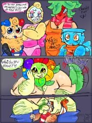 big_penis blowjob clothed dandy's_world dandy_(dandy's_world) dandys_world finn_(dandy's_world) glisten_(dandy's_world) goob_(dandy's_world) hairy_male head_grab pants_down public secret shrimpo_(dandy's_world) sprout_(dandy's_world) struggling uncensored under_the_table