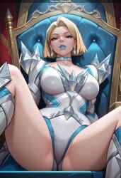 1female ai_generated blonde_female blonde_hair blonde_hair blue_eyes blue_lipstick bob_cut caucasian caucasian_female choker emma_frost emma_frost_(marvel_rivals) female female_only front_view hellfire_club light-skinned_female light_skin lipstick looking_at_viewer marvel marvel_comics marvel_rivals mature_female mature_woman milf secret_room12 shiny_skin short_hair sitting stable_diffusion video_game video_game_character video_games white_queen x-men