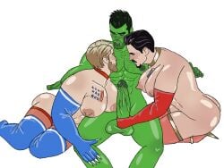 breasts busty_boy captain_america crossdressing gay gloves heels huge_ass huge_breasts huge_butt huge_cock huge_nipples huge_thighs hulk iron_man latex male male_only marvel yaoi