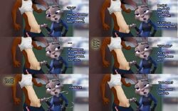 2017 alley anthro back_alley balls claws clothed clothing comic cum cum_string cumshot dialogue disney duke_weaselton duo ejaculation english_text erection eye_roll female fur handjob humanoid_penis judy_hopps lagomorph male mammal mrponeswildride mustelid open_mouth orgasm outside penis purple_eyes rabbit sex simple_background small_penis speech_bubble standing straight text unimpressed zootopia