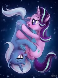 69 2017 anus blue_eyes cunnilingus cutie_mark duo equine female feral friendship_is_magic hooves horn mammal multicolored_hair multicolored_tail my_little_pony oral purple_eyes pussy pussy_juice sex starlight_glimmer syoee_b trixie_(mlp) two_tone_hair unicorn vaginal_penetration yuri