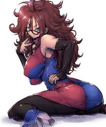 1girls amania_orz android_21 android_21_(human) artist_name artist_signature ass big_ass big_breasts bimbo black_nails blue_eyes breasts brown_hair busty clothed curly_hair curvaceous curvy dat_ass dated dragon_ball dragon_ball_fighterz erect_nipples eyelashes female female_only fully_clothed glasses gynoid high_heel_boots high_heels hoop_earrings hourglass_figure huge_ass huge_breasts long_hair looking_at_viewer looking_back nail_polish pantyhose pink_lips signature simple_background smile solo spread_legs thick_thighs thigh_highs tights v voluptuous vomi_(dragon_ball) white_background wide_hips