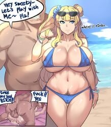 1boy 1girls age_difference barefoot beach bed bikini blonde_hair blue_eyes breasts censored cum_in_pussy cum_inside english_text erect_nipples faceless_male fat_man feet feet_up female female_protagonist forced galko gyaru has_uncensored_version huge_breasts instant_loss_2koma long_hair mating_press metal_owl mosaic_censoring older_male older_man_and_teenage_girl older_penetrating_younger oshiete!_galko-chan pubic_hair pubic_hair_peek rape sex side-tie_bikini straight sunglasses swimsuit teenage_girl teenager text text_bubble younger_female