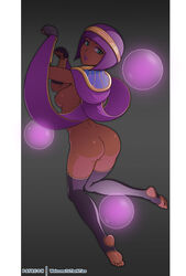 areolae ass bob_cut breasts dark-skinned_female dark_skin egyptian female female_only lipstick menat_(street_fighter) noisetanker solo street_fighter thighhighs