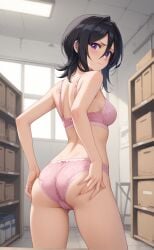 1girls ai_generated black_hair bleach bleach:_the_thousand-year_blood_war cameltoe cute girl kuchiki_rukia looking_at_viewer purple_eyes rengoart sexy sexy.ai sexy_pose short_hair slim slim_girl