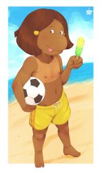 2021 accessory anthro arthur_(series) ball barefoot beach beachball bodily_fluids brown_hair bzeh casual_nudity clothing contentious_content crossdressing cub cubhaplorhine dark_skin day feet female food francine_frensky furry hair_ornament high_resolution holding holding_ball holding_object limited_visibility looking_at_viewer male_swimwear male_swimwear_challenge mammal monkey navel nipples ocean outdoors pattern_swimwear patterned_clothing pettanko popsicle primate sand seaside short_hair shorts smile soccer_ball solo striped striped_clothing striped_swimwear suntan sweat swimming_trunks swimsuit tagme tanlines tanned tomboy tongue tongue_out topless topless_female useless_tags very_high_resolution water yellow_clothing yellow_swimwear young young_anthro