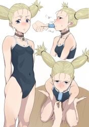 blonde_hair ice_cream jujutsu_kaisen leotard mokkori18060636 nishimiya_momo swimsuit twintails