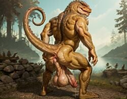 1boy 1male ai_generated anthro anus ass back balls big_balls big_muscles big_nipples big_penis big_testicles booster_rex daddy erect_penis erection from_behind gay grabbing_ass grabbing_own_ass green_body huge_balls huge_cock huge_muscles huge_testicles lizard looking_back male male_only mortal_kombat muscles muscular muscular_anthro muscular_male penis precum presenting reptile reptile_(mortal_kombat) scalie solo testicles veiny_penis