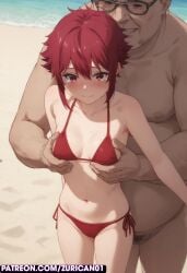 age_difference ai_generated aizawa_tomo ass ass_focus ass_grab blush crying molestation rape red_hair ryuuziken01 sex size_difference smaller_female swimsuit tomboy tomo-chan_wa_onna_no_ko