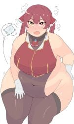 bbw blush fat fat_fetish hololive houshou_marine outgrowing_clothes virtual_youtuber weight_gain