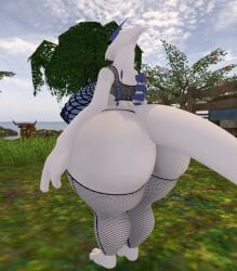 big_breasts breasts female ferialexonar fishnets huge_breasts lugia nintendo pokemon pokemon_(species) tagme thick_thighs wide_hips