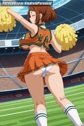 ai_generated aindroidparanoid ass ass_focus big_ass big_breasts big_butt boku_no_hero_academia brown_eyes brown_hair busty cameltoe cheerleader cheerleader_outfit cheerleader_uniform curvy cute fat_ass female female_only from_behind hips huge_breasts large_breasts legs my_hero_academia narrow_waist ochako_uraraka panties pom_poms short_hair skirt slim_waist stable_diffusion thick_thighs uraraka_ochako voluptuous waist wide_hips