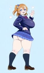 1girls ai_generated ass_focus big_ass big_breasts clothing huge_breasts kousaka_honoka love_live! love_live!_school_idol_project nini_mihy skirt thick_thighs wide_hips