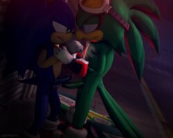 2017 3d 5:4 anthro averyhyena avian balls bird clothed clothing duo erection hawk hedgehog hi_res interspecies jet_the_hawk male mammal nude outside partially_clothed penis sex sonic_(series) sonic_riders sonic_the_hedgehog source_filmmaker teasing video_games yaoi