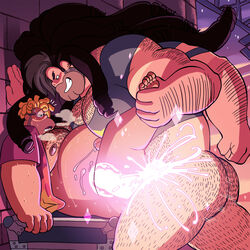 2boys anal anal_sex beard black_hair blazingcheeks cartoon_network chest_hair cum cum_in_ass cum_in_pussy earrings facial_hair fat_man fusion gay hairy hairy_arms hairy_ass hairy_male hairy_thighs male_only open_mouth overweight ronaldo_fryman steg_(steven_universe) steven_universe sweat tagme yaoi