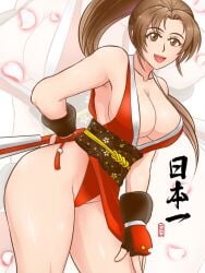 1girls big_breasts breasts brown_eyes brown_hair busty female gloves hair_ornament japanese japanese_clothes king_of_fighters light-skinned_female light_skin long_hair mai_shiranui petals ponytail roy101131 skirt thick_thighs thighs thong tied_hair voluptuous voluptuous_female wide_hips