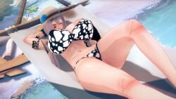 beach beach_towel big_breasts bikini cow_print cowkini doll doll_joints gothic gothic_lolita indie_virtual_youtuber koikatsu living_doll male marionette monster_girl mushihimes nipple_slip porcelainmaid puppet sadistic streamer twitch.tv virtual_youtuber vtuber white_hair