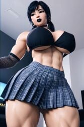 1girls 3d 3d_(artwork) abs ai_generated big_ass big_breasts big_thighs black_clothing black_hair black_lipstick bra choker fishnets fit_female freckles garter_belt garter_straps goth goth_girl kali(oc) latina lingerie lipstick muscular_female pleated_skirt radnsad short_skirt skirt solo solo_female solo_focus thick_thighs twintails twintails