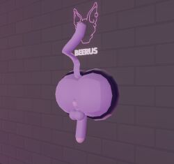 3d anthro anus ass ass_focus balls beerus cat_humanoid dragon_ball game_cg game_screenshot male male_only penis presenting_anus presenting_hindquarters purple_fur recroom recroom-nsfw stuck stuck_in_wall tagme tail