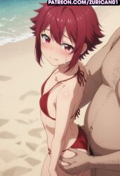 age_difference ai_generated aizawa_tomo ass ass_focus ass_grab blush crying molestation rape red_hair ryuuziken01 sex size_difference smaller_female swimsuit tomboy tomo-chan_wa_onna_no_ko