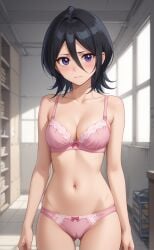 1girls ai_generated black_hair bleach bleach:_the_thousand-year_blood_war cameltoe cute girl kuchiki_rukia looking_at_viewer purple_eyes rengoart sexy sexy.ai sexy_pose short_hair slim slim_girl