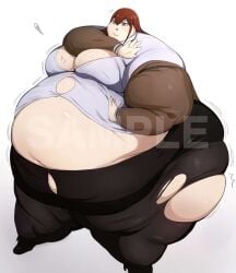 1girls clothed erza_scarlet fairy_tail fat_fetish large_belly large_breasts morbidly_obese_female nikutsuki red_hair ssbbw