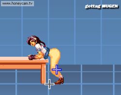 3rd_party_watermark anal anal_sex athena_asamiya big_ass bouncing_ass doggy_style gettag king_of_fighters m.u.g.e.n pixel_animation pixel_art psycho_soldier purple_hair snk sprite_art table table_sex