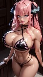 abs ai_generated ass bare_shoulders belly_button big_breasts bikini bimbo_body black_background breasts cleavage collarbone criss-cross_halter cross_halter_bikini fake_breasts female female_focus female_only firm_breasts from_above go-toubun_no_hanayome hourglass_figure huge_breasts large_breasts lips lipstick long_hair looking_at_viewer midriff mostly_nude nakano_nino narrow_waist navel_piercing oiled oiled_body oiled_breasts oiled_butt oiled_skin round_breasts seducing seduction seductive seductive_body seductive_eyes seductive_gaze seductive_look seductive_mouth seductive_pose shiny shiny_body shiny_breasts shiny_butt shiny_clothes shiny_hair shiny_skin side_view sideboob simple_background sky4maleja swimsuit thick_ass thick_thighs thin_waist thong thong_bikini thong_straps thong_underwear toned toned_female toned_stomach underwear