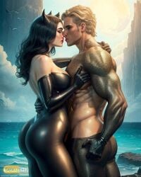 1boy1girl ai_generated antiheroine aquaman aquaman_(series) arthur_curry ass big_ass big_breasts big_butt blonde_hair breasts catwoman cheating cheating_girlfriend cheating_husband dark_hair dc dc_comics duo duo_focus fit fit_female fit_male king kissing kissing light-skinned_female light-skinned_male light_skin muscular muscular_male selina_kyle straight straight straight_hair superhero thief voluptuous voluptuous_female wide_hips