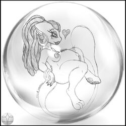 anthro blush bracelet bubble ear_piercing female furry heart jazz jewelry legendary_pokemon mew mike_argentum_(artist) mole mole_under_eye nintendo piercing pokemon pokemon_(species) pregnant sketch solo video_games