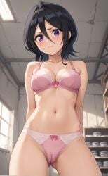 1girls ai_generated black_hair bleach bleach:_the_thousand-year_blood_war cameltoe cute girl kuchiki_rukia looking_at_viewer purple_eyes rengoart sexy sexy.ai sexy_pose short_hair slim slim_girl