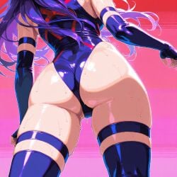 ai_generated ass ass_focus bellegar bubble_butt huge_ass leotard marvel marvel_comics marvel_rivals psylocke psylocke_(marvel_rivals) rear_view stable_diffusion superhero_costume sweat vengeance_psylocke