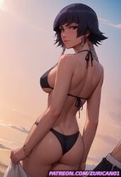 ai_generated ass ass_focus ass_up big_breasts bikini bleach bleach:_the_thousand-year_blood_war exposed_breasts looking_at_viewer pink_nipples ryuuziken01 short_hair soifon viewed_from_below