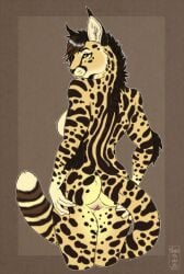 anthro ass felid feline female genitals hi_res looking_back mammal pussy rear_view solo standing tanutanuki