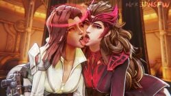 2girls 3d 3d_(artwork) avengers black_widow_(marvel) black_widow_(marvel_rivals) clothed_female female_humiliation iconic_black_widow madness_scarlet_witch marvel marvel_cinematic_universe marvel_comics marvel_rivals mutant_(marvel) natasha_romanoff saliva_on_tongue scarlet_witch scarlet_witch_(marvel_rivals) tongue_out wanda_maximoff yuri