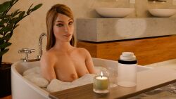 3d areolae bath bathing bathroom bathtub blender blender_(software) blonde_female blonde_hair breasts bubbles candle candlelight catcherrye completely_naked completely_naked_female completely_nude completely_nude_female counter eyelashes eyeshadow female female_focus female_only foam glass glass_cup green_eyes life_is_strange life_is_strange:_before_the_storm light-skinned_female light_skin long_hair looking_at_viewer nipples nude nude_female plant rachel_amber seductive_look self_upload sink sitting_in_bathtub smile smiling solo solo_focus water wet wet_body wet_hair wet_skin