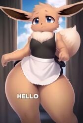 1boy 2d 2d_animation ai_generated ai_video alone animated awokose better_version_available british cleaning_cock cute cute_face dialogue eevee eeveelution female femboy flat_chest fluffy furry huge_thighs indoors maid maid_apron maid_outfit maid_uniform master mess nervous no_pants outdoors pokemon pokemon_(species) servant short shorter_than_30_seconds shortstack sound tagme talking thick_thighs training vertical_video video wide_hips windy windy_skirt young