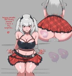 big_breasts big_butt big_thighs big_tiddy_goth_gf big_titties demon demon_girl demon_horns dildo dildo_in_ass leaking leaking_cum leaking_precum leaking_pussy lucy_pyre md_doubled orgasm poker_face red_eyes sexy sitting skirt streaming vtuber vtuberfanart white_hair