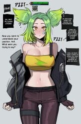 2024 2d fantasy femsub green_hair league_of_legends maledom maledom_caption ratatatat74 tagme text zeri_(league_of_legends)