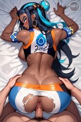 ai_generated beautiful big_ass big_breasts doggy_style gym_leader gym_uniform nessa_(pokemon) pokemon pokemon_ss wet_pussy