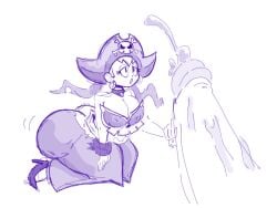 bubble_butt fromthewood hyper hyper_penis pirate pirate_girl pirate_hat precum purple_body purple_skin risky_boots shantae tagme